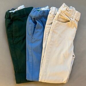 Boys J Crew Khaki Chinos in Forest Green, Blue, and Tan
